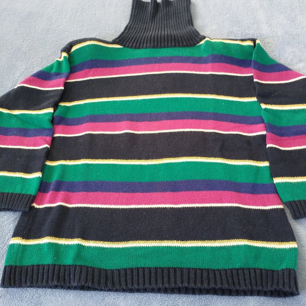Women's stripe high neck sweater